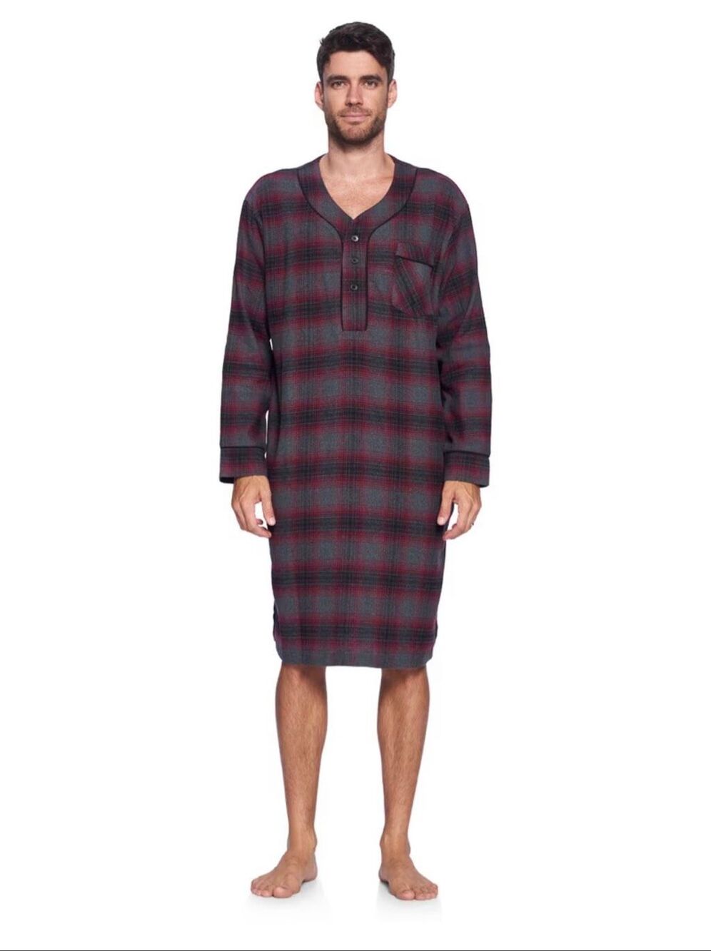 Ashford & Brooks Men’s Flannel Plaid Sleep Shirt Pajamas L